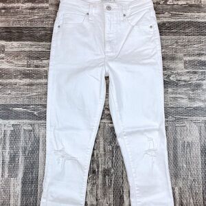 Abercrombie & Fitch White Cropped Jeans: The Super Skinny High Rise